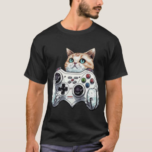 T-shirt Gamer Cat Video Game Controller Cute Kitten Cats A