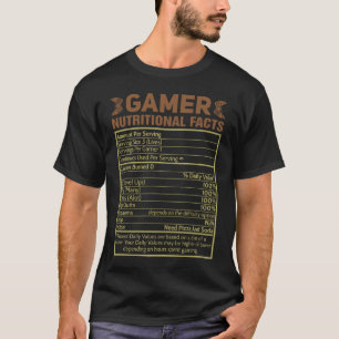 T-shirt Gamer Faits nutritionnels Nouveauté Vidéo Jeu Lo