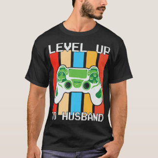 T-shirt Gamer Fiançailles Groom Mari Vidéo Jeu Niveau vers