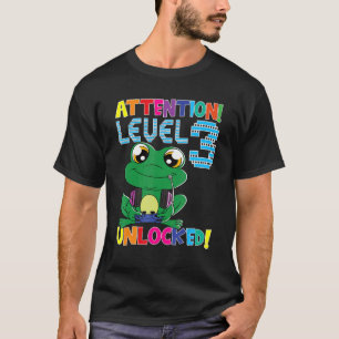 T-shirt Gamer Frog Garçon Attention Niveau 3 Jeu déverroui