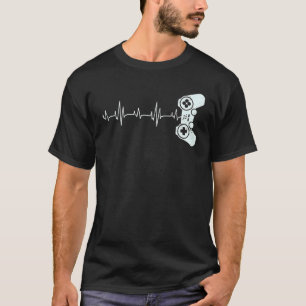 T-shirt Gamer Game Love Video Game Gamer Heartbeat