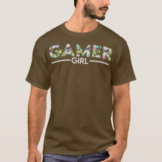 T-shirt Gamer girl design floral Parfait cadeau pour maman