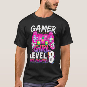 T-shirt Gamer Girl Level 8 Video Game 8th Birthda