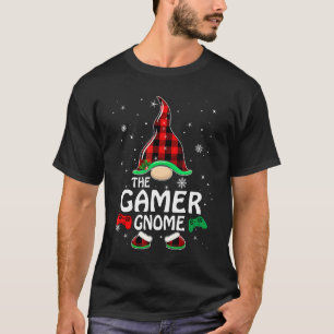 T-shirt Gamer Gnome Buffalo Plaid Matching Family Christma
