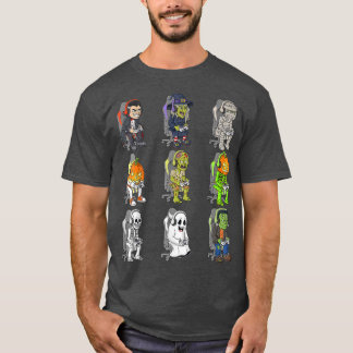 T-shirt Gamer Halloween Skeleton Vampire Jeu Mummy Boys