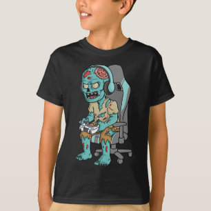 T-shirt Gamer Halloween Zombie Scary Jeu Garçons Enfants A