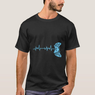 T-shirt Gamer Heartbeat Lifeline Modern Video Game Control