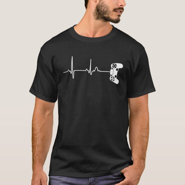 T-shirt Gamer Heartbeat Pour Les Joueurs De Jeux Vidéo (Devant)