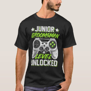 T-shirt Gamer Junior Groomsman Niveau Déverrouillé Jeux Vi