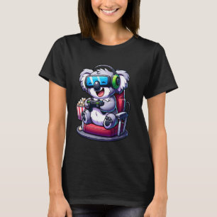 T-shirt Gamer Koala Popcorn Chaise de jeu Casque Jeux