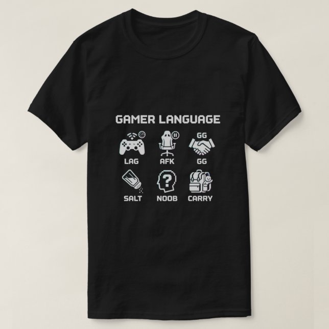 T-shirt Gamer Language Glossary Funny Gaming Slang Termino (Design devant)