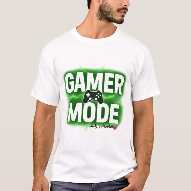 T-shirt Gamer Mode Neon Green Design (Devant)