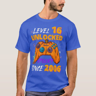 T-shirt Gamer Niveau 16 Déverrouillé 16ème anniversaire Éf