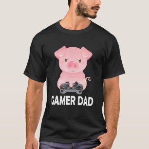 T-shirt Gamer Papa Gamer Pig Père Vidéo Gamer Jeu Pig