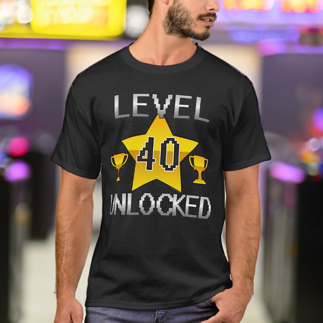 T-shirt Gamer Shirt niveau 40 déverrouillé Retro 1980 (level 40 unlocked 40th birthday t-shirt for men
)