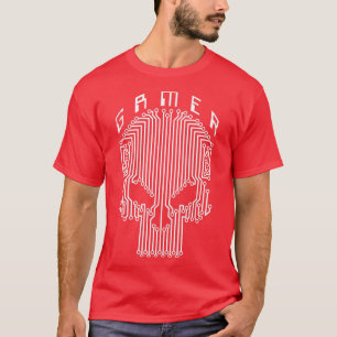 T-shirt Gamer Skull Computer Circuit Funny Video Gaming Ha