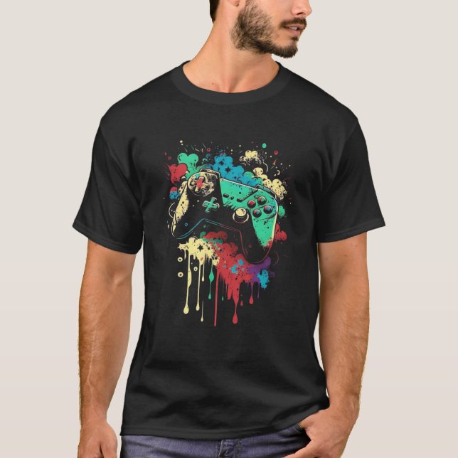 T-shirt Gamer Splash Gaming Console de jeu rétros Game Con (Devant)