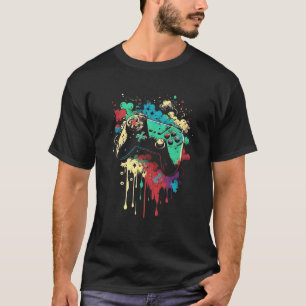 T-shirt Gamer Splash Gaming Console de jeu rétros Game Con