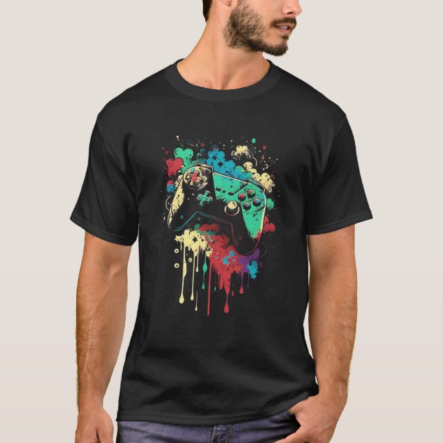 T-shirt Gamer Splash Gaming Console de jeu rétros Game Con (Devant)