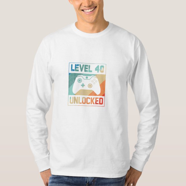 T-shirt Gamer vidéo de chemise déverrouillée de niveau 40 (Devant)