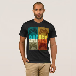 T-Shirt GAMER VINTAGE manette de jeu vidéo