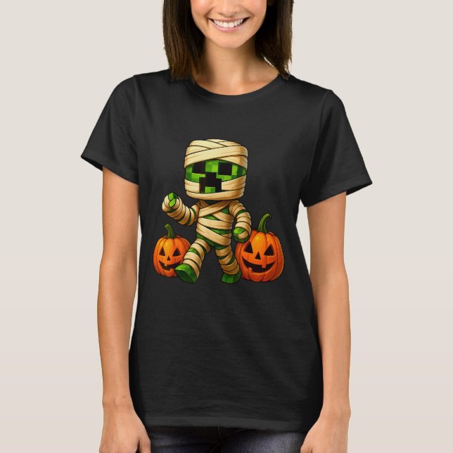 T-shirt Gamer Xel Pumpkin Mummy Men Kids Boy Halloween Fun (Devant)