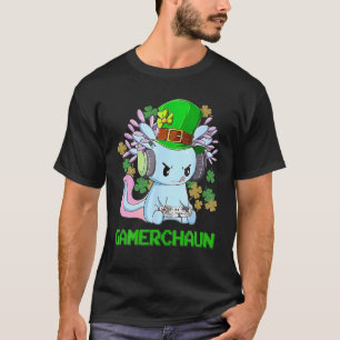 T-shirt Gamerchaun Axolotl Contrôleurs de jeu vidéo St Pat