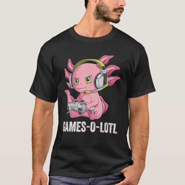 T-shirt Gamesolotl Axolotl Vidéo Gamer Kawaii Anime boys k (Devant)