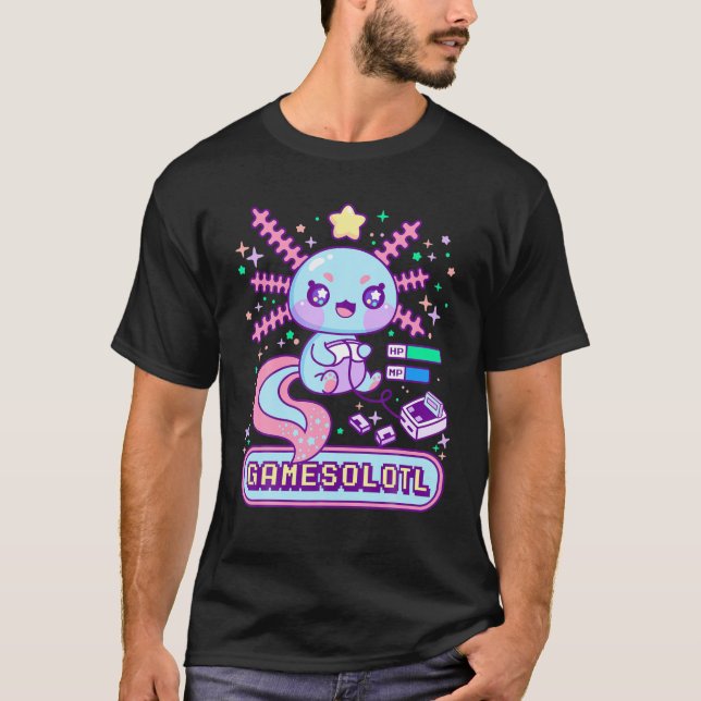 T-shirt Gamesolotl Gamer Axolotl Jouer Jeux Vidéos Kawai (Devant)