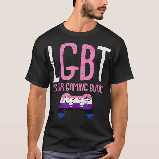T-shirt Gaming Buddy LGBTQ Funny Genderfluid Pride Flag Al (Devant)