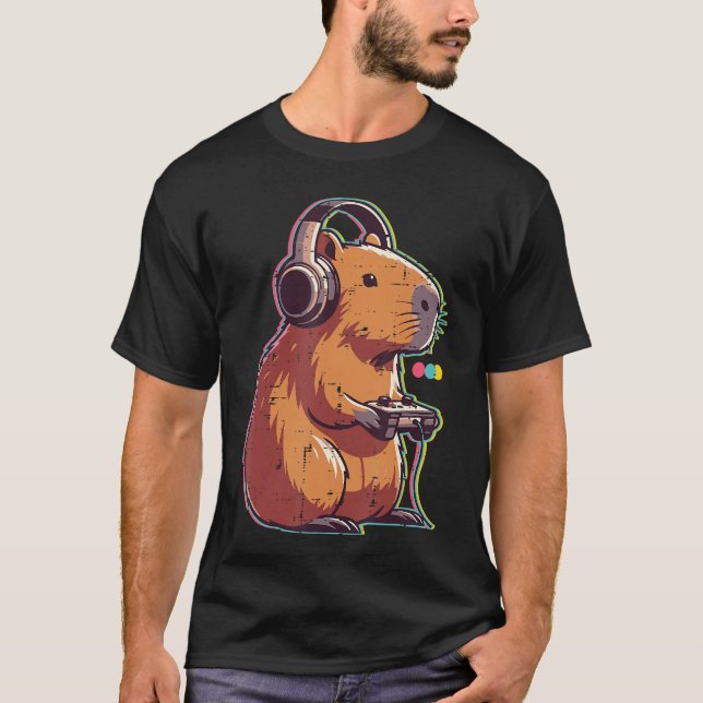 T-shirt Gaming Capybara Cool Gamer Capy Rodent Men Boys Yo (Devant)