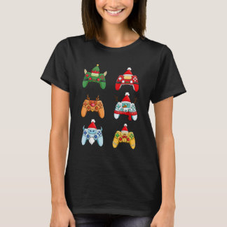 T-shirt Gaming Controllers Santa Elf Friends Christmas Boy