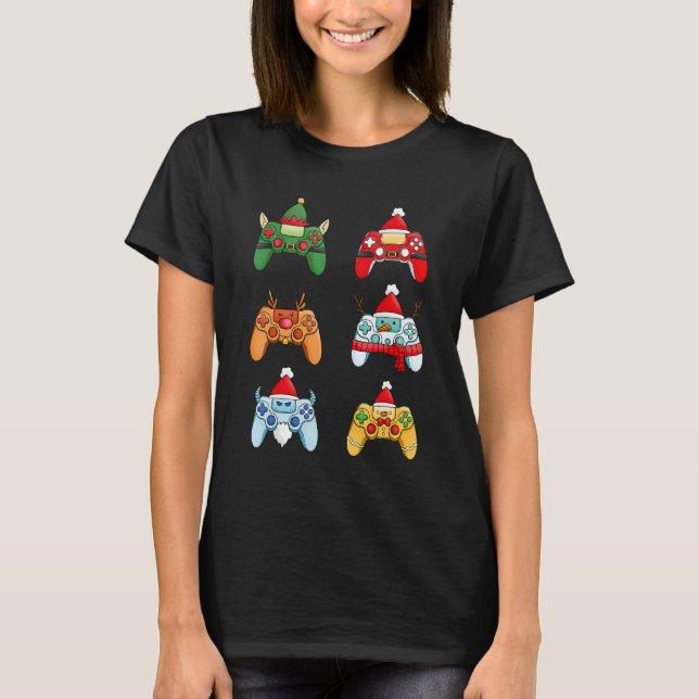 T-shirt Gaming Controllers Santa Elf Friends Christmas Boy (Devant)