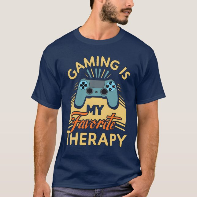 T-shirt Gaming is My Favoriteherapy retro boy (Devant)