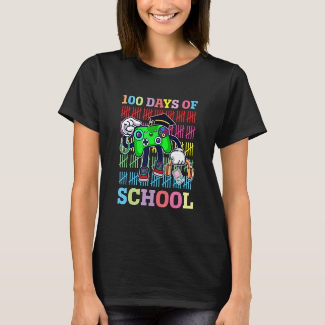 T-shirt Gamming controller i survived 100 days of school g (Devant)