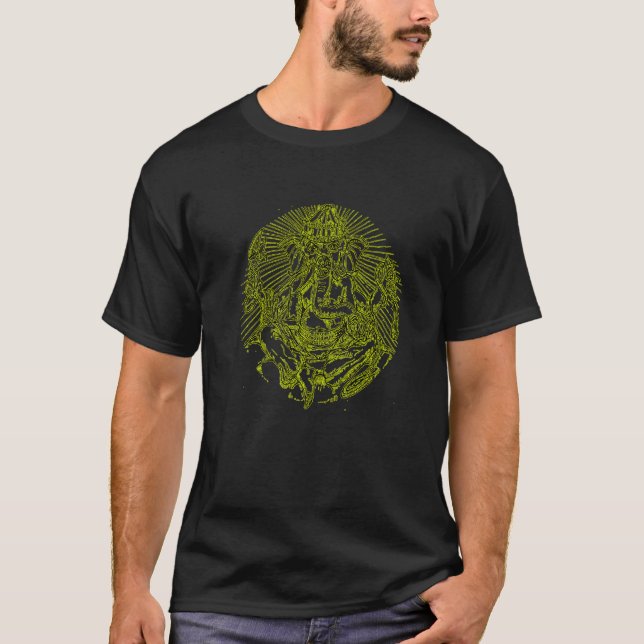 T-shirt Ganesh Dieu Eléphant Spirituel Indien Animal Yoga  (Devant)