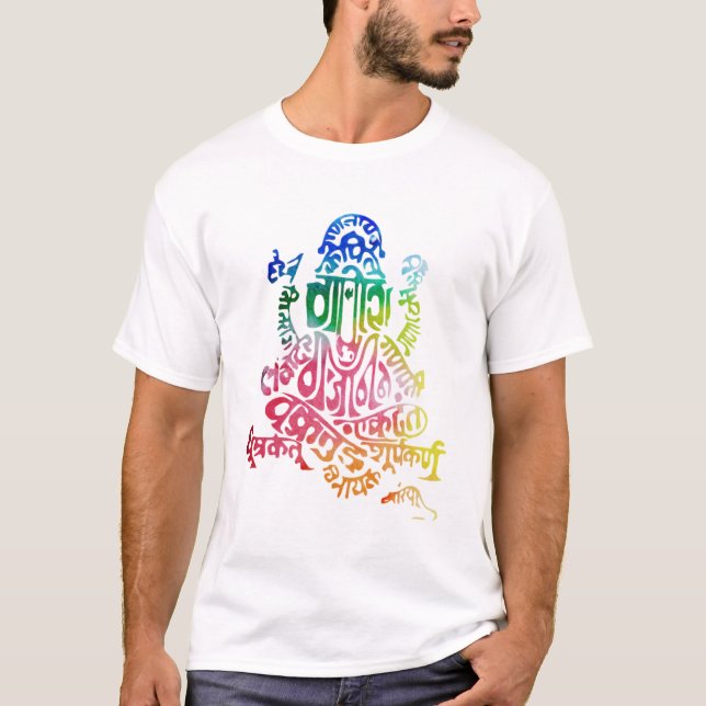 T-shirt Ganesh Mantra, chemise aquarelle (Devant)