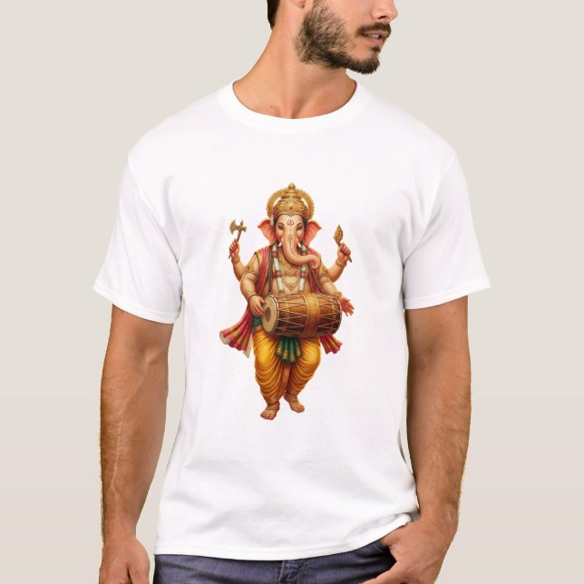 T-shirt Ganesha dancing while playing the madal (Devant)