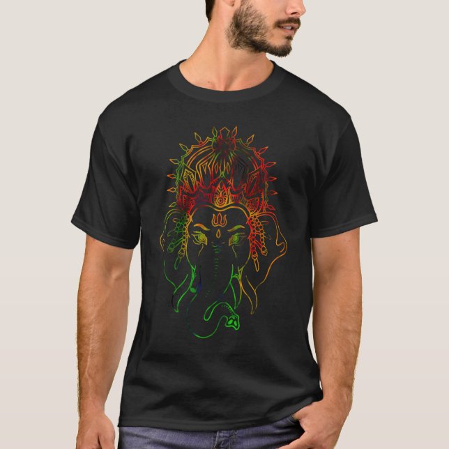 T-shirt Ganesha Hindu Dieu Spiritualité Yoga Psychedelic B (Devant)