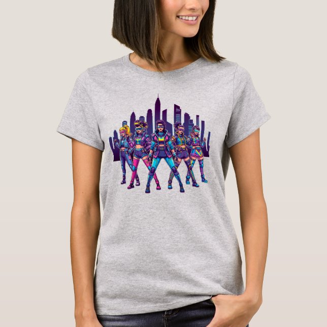 T-shirt Gang-fille futuriste - Vibes Cyberpunk rétro (Devant)