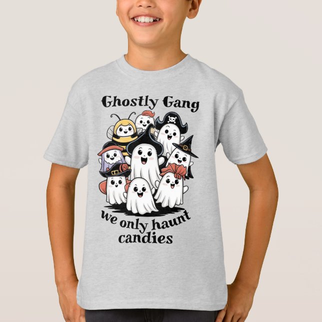 T-shirt Gangs Ghosts Shirt mignonne Trick ou Treat tops (Devant)