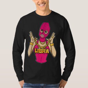 T-shirt Gangsta Girl Libra Masqué Gangster Femme Avec Or