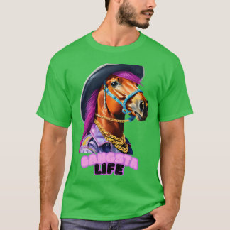 T-shirt Gangsta Life Cheval cadeau