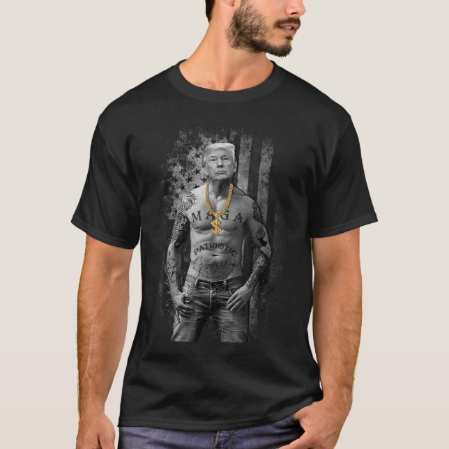 T-shirt Gangster patriotique Pro Trump (Devant)