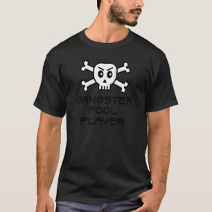 T-shirt Gangster Pool Joueur Crâne Et Mot D'Os Croisé Des