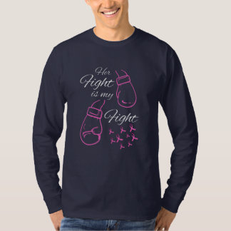 T-shirt Gant De Boxe Son Combat Est Mon Combat Cancer Du S