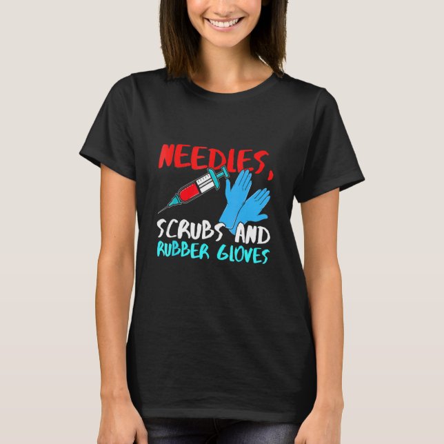 T-shirt Gants de soins infirmiers en latex de l'aiguille (Devant)