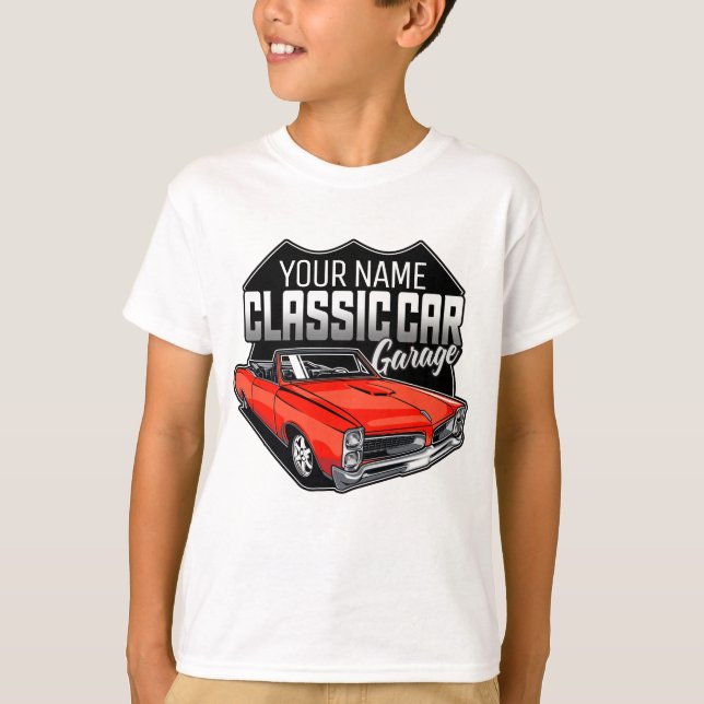 T-shirt Garage de voiture classique convertible personnali (Devant)