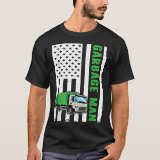 T-shirt Garbage Man US Drapeau Garbage Truck