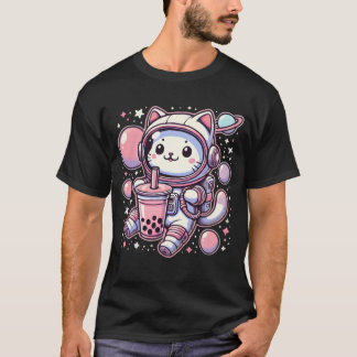 T-shirt Garçon Anime Astronaute Chat Bulle Bobaea Dans L'e